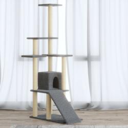vidaXL világosszürke macskabútor szizál kaparófákkal 155 cm (171516) - vidaxl