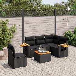 vidaXL 6 részes fekete polyrattan kerti ülőgarnitúra párnákkal (3259220)