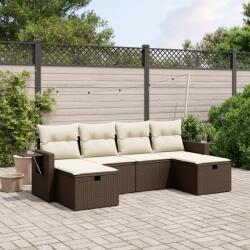 vidaXL 6 részes barna polyrattan kerti ülőgarnitúra párnával (3263859)