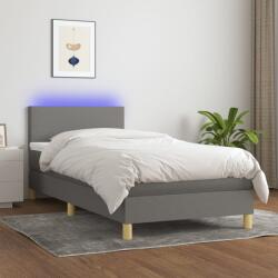 vidaXL sötétszürke szövet rugós és LED-es ágy matraccal 90x200 cm (3133526)