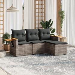 vidaXL 4 részes szürke polyrattan kerti ülőgarnitúra párnákkal (3226746)