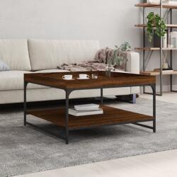 vidaXL barna tölgyszínű szerelt fa és vas dohányzóasztal 80x80x45 cm (832817)