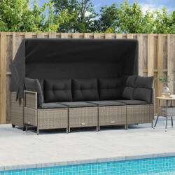 vidaXL 5 részes világosszürke polyrattan kerti ülőgarnitúra párnákkal (3261532)