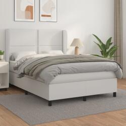 vidaXL fehér műbőr rugós ágy matraccal 140x190 cm (3128968)