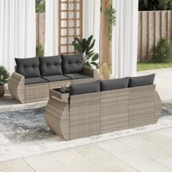 vidaXL 7 részes világosszürke polyrattan kerti ülőgarnitúra párnákkal (3221111)