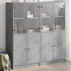 vidaXL betonszürke szerelt fa könyvespolc ajtókkal 136 x 37 x 142 cm (3206527)
