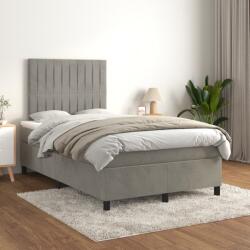 vidaXL világosszürke bársony rugós ágy matraccal 120 x 200 cm (3143133) - vidaxl