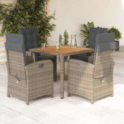 vidaXL 5 részes szürke polyrattan kerti étkezőgarnitúra párnával (3212240)