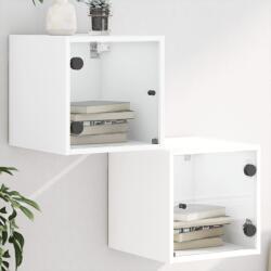 vidaXL 2 db fehér éjjeliszekrény üveg ajtóval 35 x 37 x 35 cm (836463)