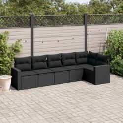 vidaXL 6 részes fekete polyrattan kerti ülőgarnitúra párnákkal (3218975)