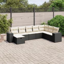 vidaXL 8 részes fekete polyrattan kerti ülőgarnitúra párnákkal (3264512)