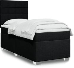 vidaXL fekete szövet rugós ágy matraccal 90x190 cm (3290345)