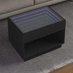 vidaXL fekete végtelen hatású LED-es dohányzóasztal 70 x 50 x 50 cm (847659) - vidaxl