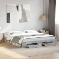 vidaXL szürke sonoma színű szerelt fa ágykeret fiókokkal 180 x 200 cm (3280732)