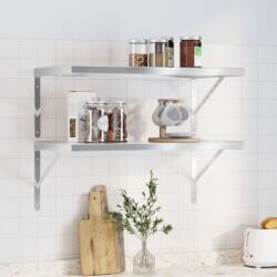 vidaXL 2 db ezüstszínű rozsdamentes acél fali polc 75 x 40 x 3 cm (30281) - vidaxl