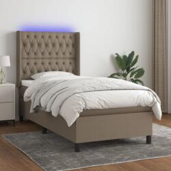 vidaXL tópszínű szövet rugós és LED-es ágy matraccal 90x200 cm (3138529)