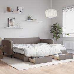 vidaXL tópszínű kihúzható szövet heverő fiókkal 100 x 200 cm (3196878)