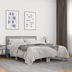 vidaXL szürke sonoma szerelt fa és fém ágykeret 140x190 cm (3280115)