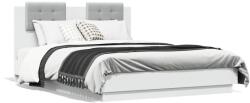 vidaXL fehér ágykeret fejtámlával és LED-világítással 135 x 190 cm (3210045)