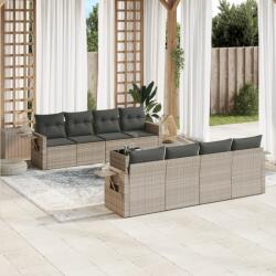 vidaXL 9 részes világosszürke polyrattan kerti ülőgarnitúra párnával (3252289) - vidaxl
