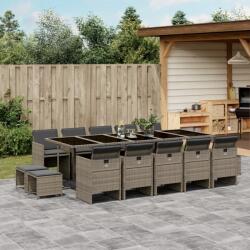 vidaXL 15 részes szürke polyrattan kerti étkezőgarnitúra párnákkal (3210632)