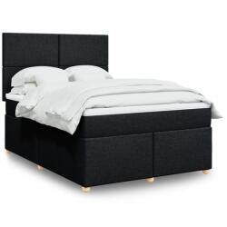 vidaXL fekete szövet rugós ágy matraccal 160x200 cm (3291326)