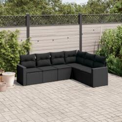 vidaXL 6 részes fekete polyrattan kerti ülőgarnitúra párnákkal (3218995) - vidaxl