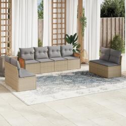 vidaXL 8 részes bézs polyrattan kerti ülőgarnitúra párnával (3259973) - vidaxl