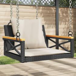 vidaXL fekete polyrattan hintapad párnákkal 63 x 62 x 40 cm (368173) - vidaxl
