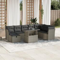 vidaXL 9 részes világosszürke polyrattan kerti ülőgarnitúra párnával (3274712) - vidaxl