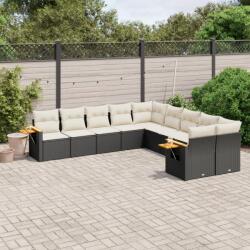 vidaXL 10 részes fekete polyrattan kerti ülőgarnitúra párnákkal (3259592)