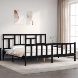 vidaXL fekete tömör fa ágykeret fejtámlával 200 x 200 cm (3193165)