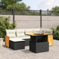 vidaXL 7 részes fekete polyrattan kerti ülőgarnitúra párnával (3274059) - vidaxl