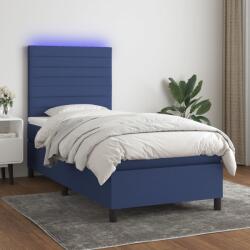 vidaXL kék szövet rugós és LED-es ágy matraccal 90x200 cm (3134931)