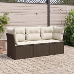 vidaXL 3 részes barna polyrattan kerti ülőgarnitúra párnával (3249052) - vidaxl