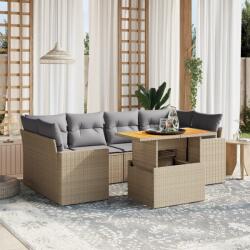 vidaXL 7 részes bézs polyrattan kerti ülőgarnitúra párnákkal (3271213) - vidaxl