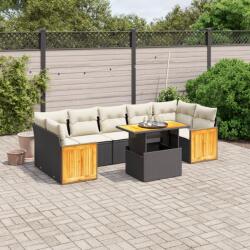 vidaXL 8 részes fekete polyrattan kerti ülőgarnitúra párnákkal (3273870) - vidaxl
