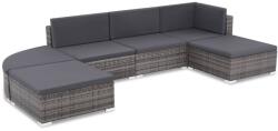 vidaXL 6 darabos szürke polyrattan kerti bútor szett párnákkal (44432) - vidaxl