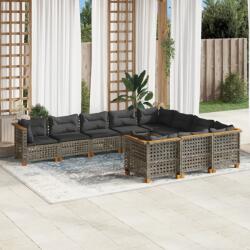 vidaXL 10 részes szürke polyrattan kerti ülőgarnitúra párnákkal (3262035)