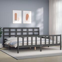 vidaXL szürke tömör fa ágykeret fejtámlával 200 x 200 cm (3192123)
