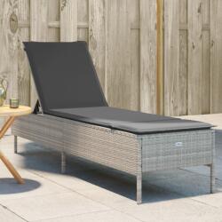 vidaXL világosszürke polyrattan napozóágy párnával (4002724) - vidaxl