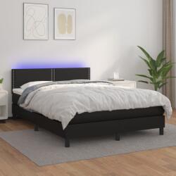 vidaXL fekete műbőr rugós ágy matraccal és LED-del 140x200 cm (3134165)