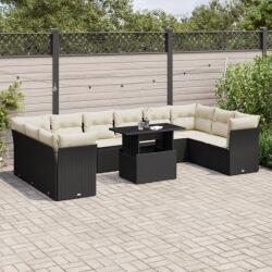 vidaXL 11 részes fekete polyrattan kerti ülőgarnitúra párnákkal (3266856)