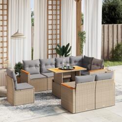 vidaXL 9 részes bézs polyrattan kerti ülőgarnitúra párnákkal (3273173) - vidaxl