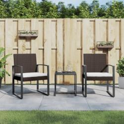 vidaXL 3 részes barna polyrattan kerti étkezőgarnitúra párnákkal (360207) - vidaxl
