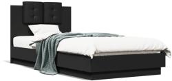 vidaXL fekete szerelt fa ágykeret fejtámlával 100 x 200 cm (3209934) - vidaxl