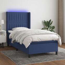 vidaXL kék szövet rugós és LED-es ágy matraccal 90x190 cm (3138443)