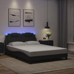 vidaXL fekete műbőr ágykeret LED-világítással 140 x 200 cm (3214022)