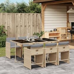vidaXL 7 részes vegyes bézs polyrattan kerti étkezőgarnitúra párnákkal (3277859) - vidaxl