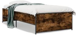 vidaXL füstös tölgyszínű szerelt fa és fém ágykeret 90 x 200 cm (845243) - vidaxl